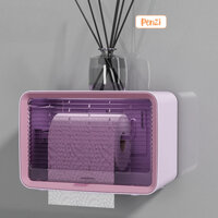 Hộp đựng giấy vệ sinh PENZI treo tường bằng miếng dán, nhựa PP, chống thấm nước, có ngăn kéo chứa đồ