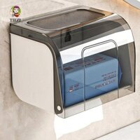 Hộp đựng giấy vệ sinh TIEZI, Hộp đựng khăn giấy treo tường trong suốt, Hộp đựng khăn giấy chống thấm nước không đục lỗ Hộp giấy cuộn phòng tắm