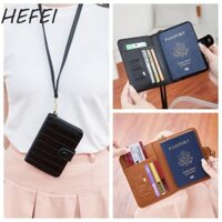 Hộp đựng hộ chiếu bằng da HEFEI, Hộp đựng thẻ chống thấm nước Vỏ bọc hộ chiếu, Ví kiểm tra máy bay thời trang có dây buộc cổ Ví chặn Rfid Nam