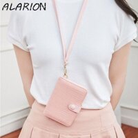 Hộp đựng hộ chiếu bằng da ALARION, Vỏ bọc hộ chiếu dây trên máy bay chống nước, Hộp đựng thẻ ví di động có dây buộc cổ Ví chặn Rfid nữ
