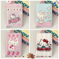 Hộp đựng hộ chiếu FKILLA1, Túi đựng hộ chiếu bằng da PU Hello Kitty, Ví đựng thẻ tín dụng đa chức năng hoạt hình siêu mỏng Phụ kiện du lịch