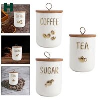 Hộp đựng Homyl Hộp đựng Thùng có nắp gỗ có tay cầm Lọ kín đa năng Gốm sứ cho đường gạo Trà rời văn phòng
