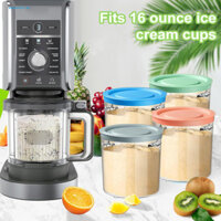 Hộp đựng kem Khả năng tương thích với Ninja Cream Breeze Pint Nc100 16oz Ninja Cream Breeze Ice Cream Maker Cốc thay thế có nắp kín khí Bộ 4 cho Nc100 Nc101