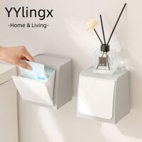 Hộp đựng khăn ăn vệ sinh YYLINGX, Hộp đựng bông chống bụi phân loại lộn xộn, Phụ kiện phòng tắm lật đa chức năng treo tường