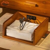 Hộp đựng khăn giấy bằng gỗ Hộp đựng khăn giấy cổ điển có cánh tay có trọng lượng Hộp đựng khăn giấy để bàn cho nhà hàng phòng ngủ