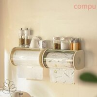 Hộp đựng khăn giấy COMPU, Hộp giấy cuộn vệ sinh treo tường gia đình, Dung tích lớn chống thấm nước Không cần đục lỗ Hộp đựng giấy cuộn cần thiết