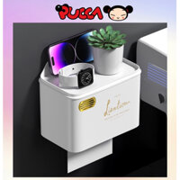 Hộp Đựng Khăn Giấy Cuộn Toilet Kệ Tường Không Cần Đục Lỗ Tặng Kèm Sáp Thơm