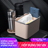 Hộp đựng khăn giấy đa năng trên ô tô, giá để cốc sau ghế trên ô tô, hộp kê tay sáng tạo, hộp đựng đồ cao cấp trên ô tô