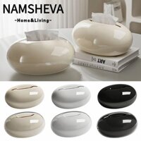 Hộp đựng khăn giấy để bàn NAMSHEVA, Hộp đựng khăn ăn hấp thụ từ tính giả sỏi, Tấm lót đơn / đôi sáng tạo Dung tích lớn Hộp khăn giấy mở lớn Văn phòng