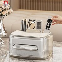 Hộp đựng khăn giấy điều khiển từ xa RGFV, Hộp đựng khăn ăn để bàn dung tích lớn trang trí, ngăn kéo giấy chống trượt bằng nhựa sang trọng nhẹ Văn phòng