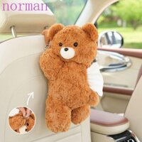 Hộp đựng khăn giấy gấu sang trọng NORMAN, Hộp đựng khăn giấy ô tô búp bê động vật đa năng, Phim hoạt hình tiện lợi Hộp đựng khăn ăn treo dễ thương Du lịch