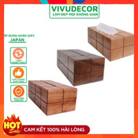 Hộp Đựng Khăn Giấy Gỗ Tự Nhiên VIVUDECOR HK01 - Trang Nhã, Sang Trọng cho Nội Thất