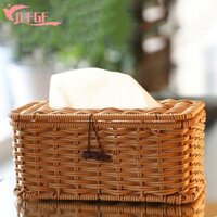 Hộp đựng khăn giấy mây giả DFGF, Hộp đựng khăn ăn bằng nhựa hình chữ nhật, Hộp đựng thùng Carton phong cách cổ điển bền bỉ