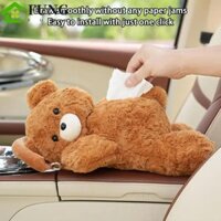 Hộp đựng khăn giấy ô tô FUNG, Búp bê động vật Hộp đựng khăn giấy gấu sang trọng đa năng, Phụ kiện ô tô Hoạt hình Tiết kiệm không gian Treo Khăn ăn sắp xếp phân phối SUV