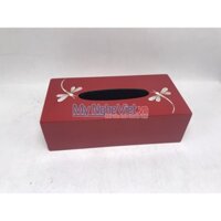 Hộp đựng khăn giấy sơn mài cẩn chuồn đỏ - MNV-HKG01/1