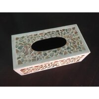 Hộp Đựng Khăn Giấy Sơn Mài Khảm Trai Cao Cấp Hình Chữ Nhật Màu Trắng SX Tại Việt Nam TISSUE_BOX