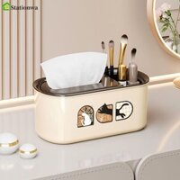 Hộp đựng khăn giấy STATIONWA, Hộp đựng khăn giấy hình chữ nhật bằng nhựa, Dễ thương với lò xo Dung tích lớn Khăn ăn tái sử dụng Phòng ngủ