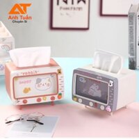 Hộp đựng khăn giấy tivi, kệ để điện thoại 2in1 hộp đựng khăn giấy cao câp nhựa ABS_Anh Tuấn Chuyên Sỉ