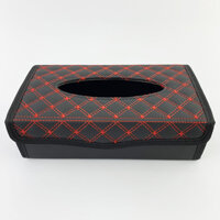 Hộp đựng khăn giấy trên ô tô Màu đen chỉ đỏ