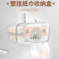 Hộp đựng khăn giấy treo tường không cần khoan, hộp đựng giấy ướt không thấm nước, hộp lưu trữ giấy cuộn 7OU6