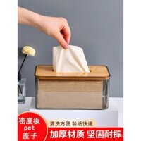 Hộp đựng khăn giấy trong suốt bọc gỗ giả tre, bàn ăn gia dụng, hộp đựng giấy cuộn vẽ bên cạnh sáng tạo, Hộp đựng khăn ăn cỡ lớn