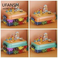 Hộp đựng khối xây dựng UFASM, Hộp đựng đồ chơi có thể xếp chồng lên nhau bằng lưới trong suốt, Dung tích lớn có thể điều chỉnh có nắp thùng lưu trữ cho trẻ em