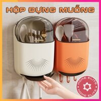 Hộp Đựng Muỗng Treo Tường HomeElite Thoáng Khí Tránh Ẩm Mốc - Ống Đựng Muỗng Đũa Thìa Có Nắp Đậy Chống Bụi Bẩn Vi Khuẩn