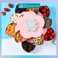 Hộp Đựng Mứt Bánh Kẹo 2 Tầng Xoay 360 Độ Kèm Khe Giá Đỡ Điện Thoại Song Anh