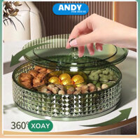 Hộp đựng mứt Tết cao cấp, Khay đựng bánh kẹo hoa quả Tết kim cương xoay 360 độ sang trọng 1 tầng 2 tầng