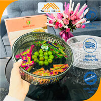 Hộp đựng mứt Tết cao cấp, Khay đựng bánh kẹo hoa quả Tết kim cương xoay 360 độ sang trọng 1 tầng 2 tầng