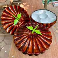 Hộp đựng mứt Tết dáng quả bí ngô, khay đựng bánh kẹo mứt Tết nhựa giả gỗ