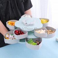 Hộp Đựng Mứt TẾT Xoay 2 Tầng Hình Hoa Kiểu Mới