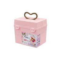 Hộp đựng mỹ phẩm, đồ trang điểm 2.1L thiết kế có quai xách và khóa gài nên rất chắc chắn, an toàn - nội địa Nhật Bản