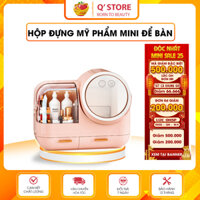 Hộp Đựng Mỹ Phẩm 💖HOT💖 Tủ Đựng Mỹ Phẩm Mini Để Bàn Gương Đèn Led, Quạt Gió, Xoay 360 Độ Nhiều Tầng, Nhiều Màu BH [12T]