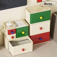 Hộp đựng ngăn kéo để bàn BVROU Dopamine, chống bụi có tay cầm Hộp lưu trữ mỹ phẩm, dụng cụ lưu trữ gia đình Giá lưu trữ văn phòng phẩm có thể xếp chồng lên nhau bền