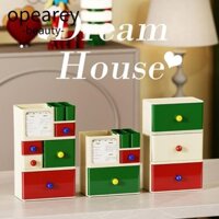 Hộp đựng ngăn kéo để bàn OPEAREY Dopamine, có thể xếp chồng lên nhau có tay cầm Hộp đựng mỹ phẩm, Giá đựng đồ văn phòng phẩm dễ thương bền bỉ chống bụi