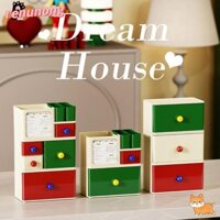 Hộp đựng ngăn kéo để bàn RENUNONG Dopamine, Hộp đựng mỹ phẩm có thể xếp chồng lên nhau chống bụi, bền có tay cầm Giá đựng đồ văn phòng phẩm dễ thương