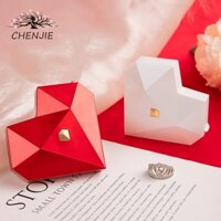 Hộp đựng nhẫn cầu hôn CHENJIE Hộp trưng bày trang sức màu trắng Ngày lễ tình nhân