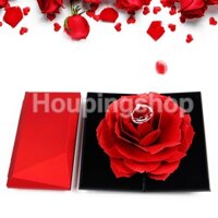 Hộp Đựng Nhẫn Cưới / Đính Hôn Hình Hoa Hồng Bằng Nhung Xinh Xắn