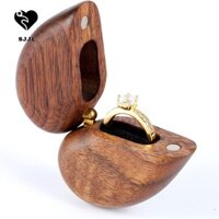 Hộp đựng nhẫn gỗ SJJL, Hộp đựng nhẫn cầu hôn bằng gỗ óc chó, Hộp đựng đồ trang sức di động có thể tái sử dụng cổ điển bền bỉ dành cho đám cưới