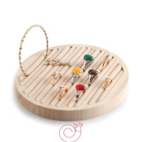 Hộp đựng nhẫn, khay trưng bày nhẫn gỗ tròn cao cấp