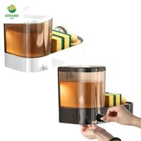 Hộp đựng nước rửa chén AEROT, có giá đỡ miếng bọt biển có khay thoát nước Hộp đựng xà phòng treo tường, dễ lắp đặt Máy ép tay Tiết kiệm không gian Hộp đựng nước rửa tay Trang chủ
