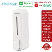 Hộp đựng nước rửa chén bát treo dán gắn tường không khoan INTERHASA 7020 trắng 1 ngăn 350ml nút nhấn nhẹ êm không rò gỉ
