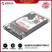 Hộp Đựng Ổ Cứng Di Động HDD Box 2.5 ORICO 2139C3-G2 USB3.1 Gen2 Type-C2.5 Nhựa Trong Suốt - Hàng Chính Hãng
