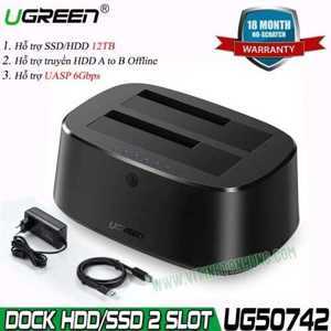 Hộp đựng ổ cứng Docking 2.5/3.5inch Sata/USB 3.0 hỗ trợ 16TB Ugreen 50854