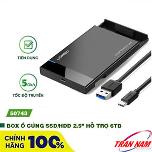 Hộp đựng ổ cứng SATA cổng USB-C 3.1 cao cấp Ugreen 50743