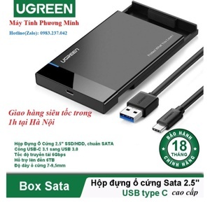 Hộp đựng ổ cứng SATA cổng USB-C 3.1 cao cấp Ugreen 50743