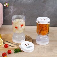 Hộp đựng ô liu chua TIEZI, Bình tách nước ép dưa chua chống rò rỉ hình dạng đồng hồ cát, tiện ích nhà bếp có nĩa 50oz Dụng cụ khử nước rau củ bằng nhựa Dưa chuột ngâm