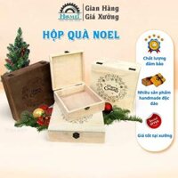Hộp Đựng Quà Noel Bằng Gỗ HAMET. Mặt Hộp Khắc Lazer Họa Tiết Noel Đôc Đáo. Hộp Gỗ Có Khóa Gài Chắc Chắn Sang Trọng
