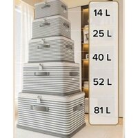 Hộp Đựng Quần Áo Chăn Màn Có Quai Cầm Có Thể Gấp Gọn (HỘP SỌC) -  Hộp Vải Đựng Quần Áo Chất Vải Không Dệt Chống Nước Chố